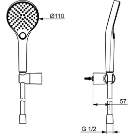 Hansa Handbrause-Set HANSAVIVA Brauseschlauch 175cm, Wandmontage, chrom