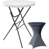 Trutzholm Stehtisch klappbar Ø 80 cm Höhe 110 cm Weiß