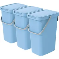 Vidaathome.de Q-SYSTEMA Abfalleimer-Set 3 x 12 Liter – Hellblau