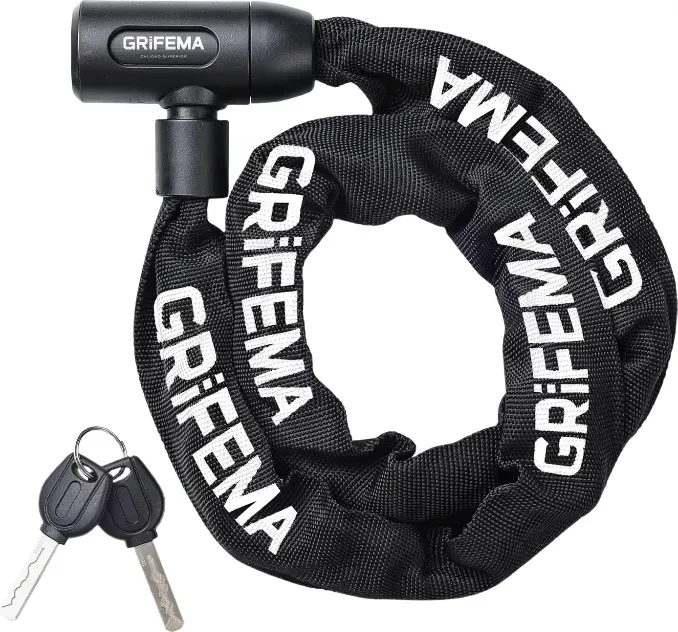 Grifema 120cm Fahrrad-Kettenschloss für Fahrräder, Motorräder, Türen, Tore und Zäune - Schwarz/Weiß