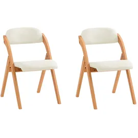 SoBuy 2er Set Esszimmerstuhl Klappstuhl Küchenstuhl Polsterstuhl mit Lehne Weiß FST92-Wx2