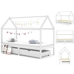 vidaXL Kinderbett Kinderbett mit Schubladen Weiß Massivholz Kiefer 90×200 cm weiß