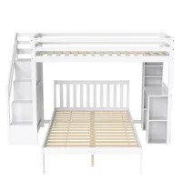 XDOVET Etagenbett mit seitlichen Ablagen, 90*200cm+140*200cm, Multifunktionales Kinderbett, Kinder-Etagenbett,