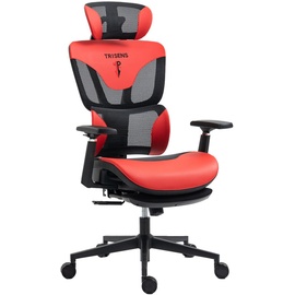 Trisens Bürostuhl in modernem Racing-Design - ergonomischer Gaming Schreibtischstuhl mit Nacken- und Lordosenstütze - komfortabler Gaming Stuhl mit atmungsaktiver Netzrückenlehne und Wippfunktion