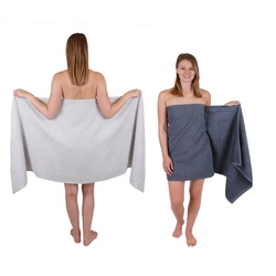 Betz Saunatuch 2 Stück Saunatücher XXL Berlin 70 x 200 cm Silbergrau – Dunkelgrau, 100% Baumwolle grau|silberfarben
