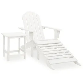 vidaXL Adirondack-Gartenstuhl mit Fußstütze & Tisch Tannenholz Weiß