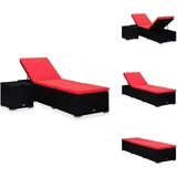 Sonnenliege Mit Auflage Und Teetisch Poly Rattan Rot - Sonnenliege - Gartenmöbel - Lounge Möbel - Rattan Möbel - Outdoor Möbel