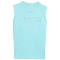 Tom Tailor Herren Tanktop mit Logo-Print blau, Uni, Gr.