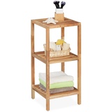 Relaxdays Badregal Walnuss, HBT: 79 x 36 x 36 cm, 3 Ablagen, quadratisch, Standregal Küche, Badezimmer Regal Holz, Natur