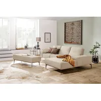 W.SCHILLIG Ecksofa run, Designsofa mit tollem Sitzkomfort, L-Form, mit Holzsockel, Füße in Bronze pulverbeschichtet, Breite 299 cm beige