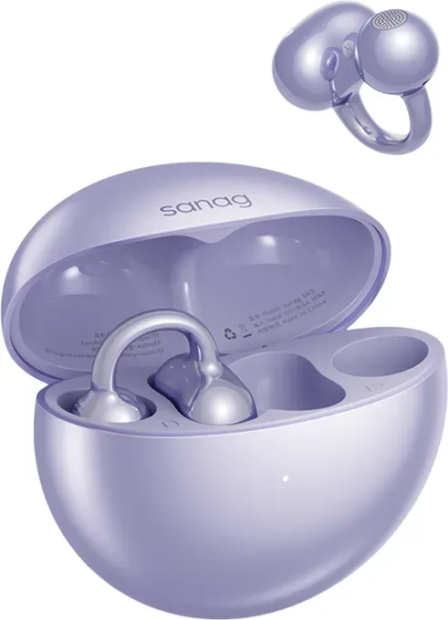 sanag S6SUltra kabellose Open-Ear-Ohrhörer mit Ohrclip, HiFi-Stereo, Bluetooth-Headset, intelligente KI, S-S6SUltra-CL-Headphones-Purple