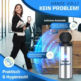 Kesser Automatik Sensor Mülleimer 40 l Silber