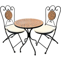 Mediterane Mosaik Garnitur 5-teilig Sitzgruppe Gartentisch Stühle Bistrotisch