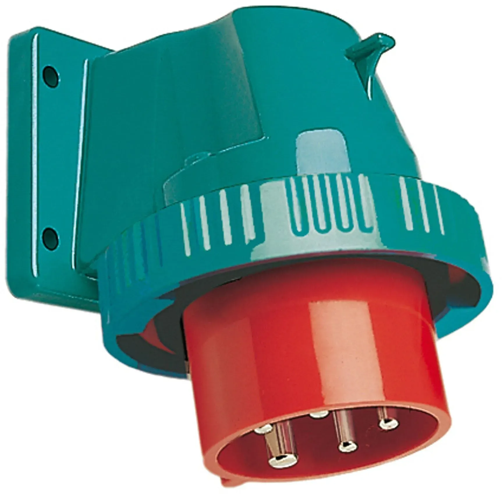 Walther Electric 7639504 Wasserdichter CEPro Anbaugerätestecker schräg, 32A, 5P, 4h mit angeschraubtem Flanschgehäuse 75x90mm