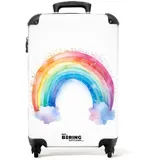 NoBoringSuitcases.com© Kinderkoffer Regenbogen - Kinder - Mädchen 55x35x20cm, 4 Rollen, Kinder Koffer Klein, Trolley Handgepäck bunt 35 cm x 55 cm x 20 cm