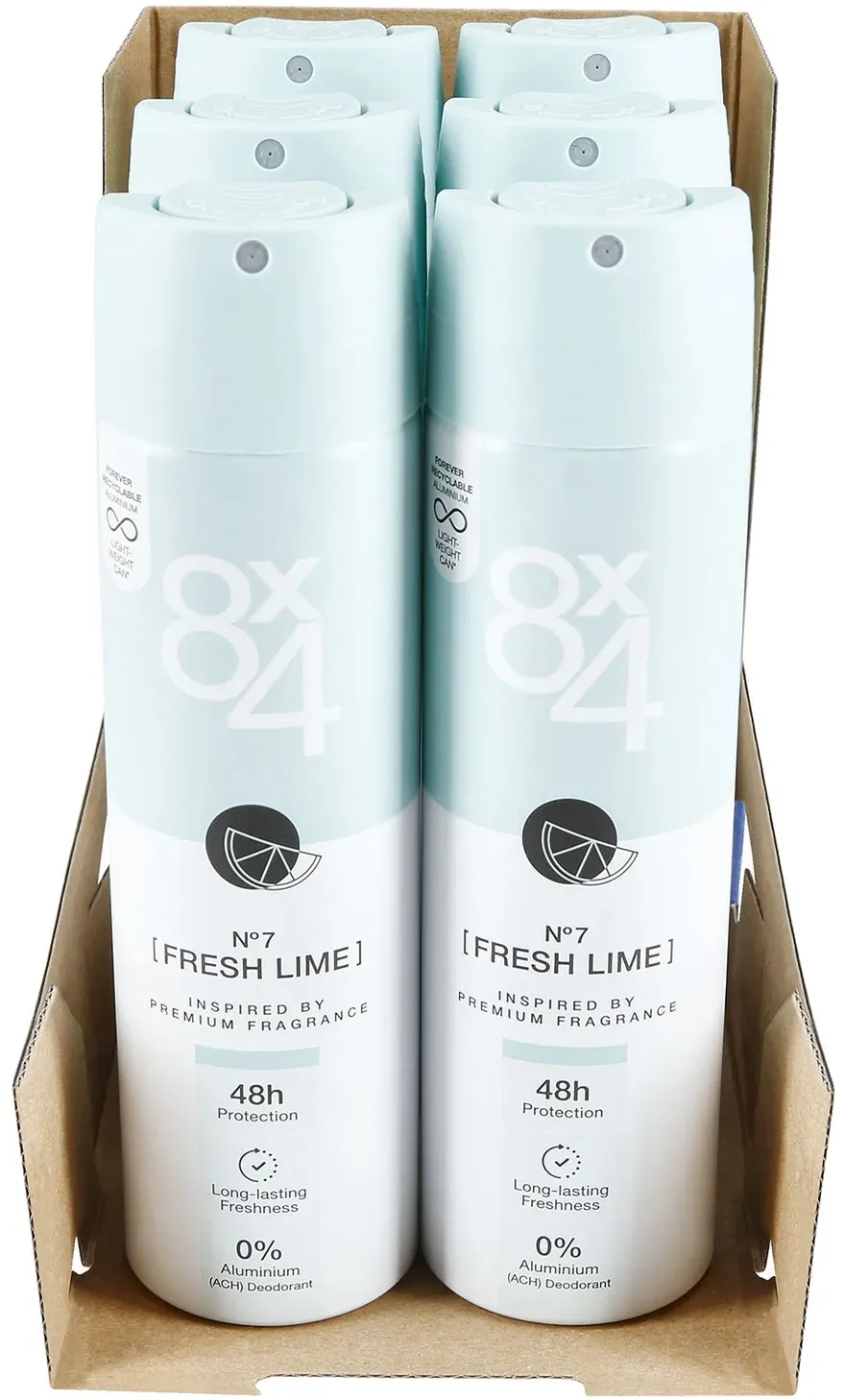 8x4 Deospray Fresh Lime N°7 150 ml, 6er Pack