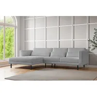Fun Möbel Ecksofa Designersofa AGADA in Stoff Poso Hellgrau