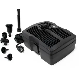 Wiltec SunSun CUF-6000 3in1 Filter mit 3 Fontänenaufsätzen 2500l/h 54W 9W Uvc-klärer und 3 Filterstufen inkl. Filtermedien, Springbrunnen Teich Pump