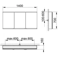 Keuco Spiegelschrank Royal Modular 2.0 1400x700x160mm, o SD, Vorbau,