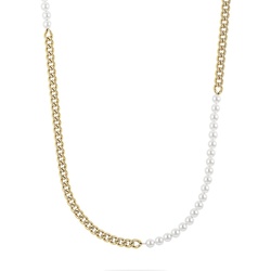 FAVS Kette Edelstahl, Perle gelbgold Herren 