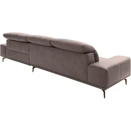 Musterring Wohnlandschaft MUSTERRING "MR 2490 Ecksofa mit erstklassigem Sitzkomfort, Long-Life-Leder", grau (light grau, b), B:342cm T:207cm, Sofas, Wohnlandschaft, Bronze-Fuß, Sitzhöhe 48cm, wahlweise mit Funktionen, Maße 342 x 207 cm