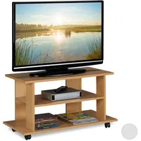 Relaxdays TV Board mit Rollen, 2 Fächer f. Fernseher,