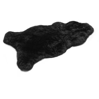 Lammfell Schwarz 100-110 cm - Weich Schaffell Echt - Natürliche Lammfell Teppich Wohnzimmer - Flauschig Lammfell Echt - Deko Fell Schlafzimmer - Naturfell - Lammfelle