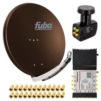 PremiumX Satelliten-Komplettanlage Fuba DAA 850 B Satellitenschüssel Alu Braun