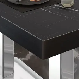 GGM Möbel Bistrotisch 120 x 70 x 77 cm Schwarz Marmor/Edelstahl