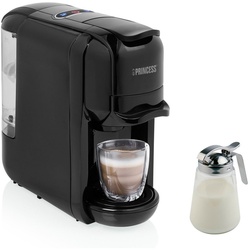 Setpoint Kapselmaschine, kleine 3in1 Kaffee-Padmaschine Wassertank abnehmbar, mit Milchkännchen schwarz