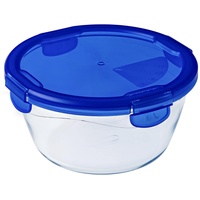 Pyrex Dajar Glasbehälter mit Deckel Cook und Go, oval, Pyrex, 0,7 L, Glas, Blau/transparent, 15 cm