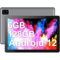 CWOWDEFU Tablet (10", 128 GB, Android 12, 2,4G/5G, Tablet android 12 tablets pc wifi tabletas tablet für kinder gps) grau