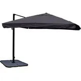 Mendler Gastronomie-Ampelschirm HWC-A96 Flap 300 x 300 cm anthrazit inkl. Ständer drehbar