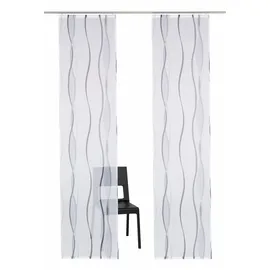 OTTO home Schiebegardine OTTO HOME "Dimona" Gr. 5, weiß (weiß, silbergrau), B:57cm H:265cm, Polyester, Polyester, Gardinen, 2-er Set, Fertiggardine, mit Befestigungszubehör, Wellen