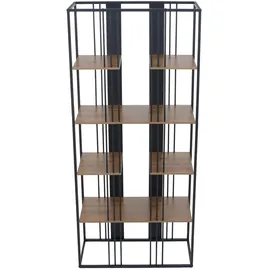 Mendler HWC-P12 Bücherschrank 180 x 80 x 31 cm Schwarz/Braun Holz/Metall