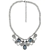 Steuer Modeschmuck Metall silberfarben mit Blüten-Zierde grau/weiß