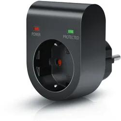 Arendo Schuko Überspannungsschutzadapter, Steckdose, LED, Kindersicherung, 3500W