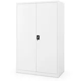 Jan Nowak Aktenschrank Metall Büroschrank abschließbar 115 cm JAN II D600 4 Böden (Stahl 0,6 mm Wandmontage möglich PZH-zertifiziert 4 Farben) Ordnerschrank 70 Ordner Schloss 2 Schlüssel Tiefe 60 cm robust weiß