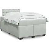 vidaXL Boxspringbett mit Matratze Hellgrau 140x200 cm Samt