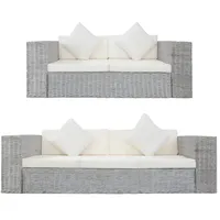 vidaXL Sofagarnitur 2-tlg. grau Rattan