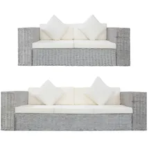 vidaXL Sofagarnitur 2-tlg. grau Rattan