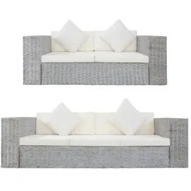 vidaXL Sofagarnitur 2-tlg. grau Rattan