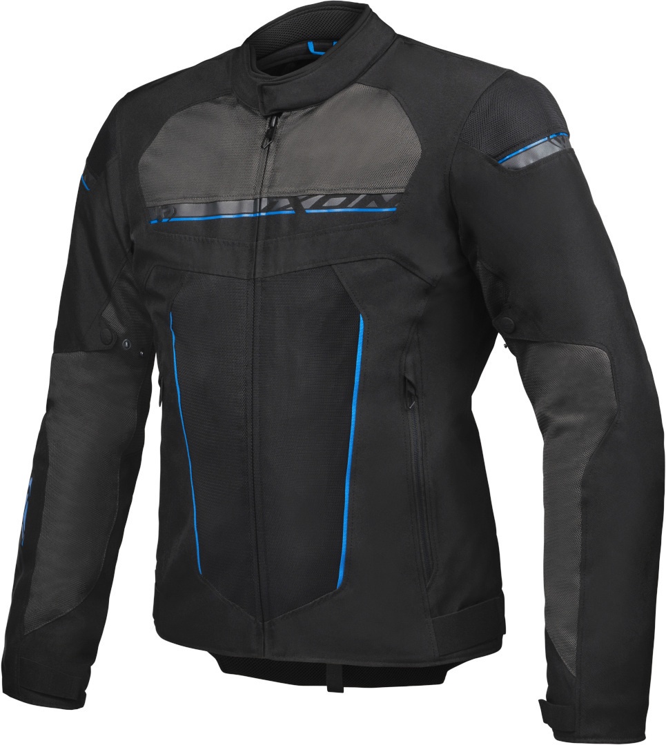 Ixon T-Rex Motorfiets textiel jas, zwart-grijs-blauw, XL Voorman