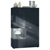 Vladon Vitrine, Anthrazit, 91.5x136.5x37 cm, Wohnzimmer, Wohnwände, Vitrinenschränke