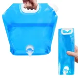 flintronic Faltbarer Wasserkanister Faltbar, 5L Camping Wasserkanister mit Hahn, BPA frei, Wasserkanister für Camping, Schule, Krankenhaus, Outdoor, Garten (Blau)