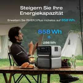 EcoFlow RIVER 3 Max Plus Tragbare Powerstation, 858 Wh LFP Batterie, bis zu 1 200 W Leistung