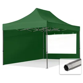 TOOLPORT Faltpavillon 3 x 4,5 m inkl. 2 Seitenteile Dunkelgrün