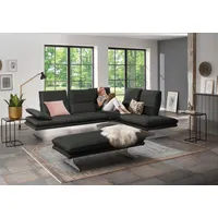 Ecksofa W.SCHILLIG "broadway, Designsofa, mit tollem Sitzkomfort, L-Form", grau (graphit z59), B:284cm H:94cm T:224cm, Longlife Xtra-Leder Z59: Glattleder mit modischer Prägung. Hautstärke 0, 9 - 1, 1 mm, Sofas, Sitztiefenverstellung, Kopfteil- & Seitenteilverstellung, Breite 284cm