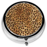 Pillendose mit Leopardenmuster, rund, tragbar und kompakt, ideal für Reisen