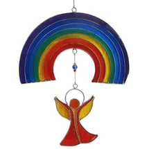 Saraswati Suncatcher "Engel unter dem Regenbogen" Resin mehrfarbig 16 x 25 cm